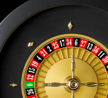 Close-up of a casino roulette seen from above.
