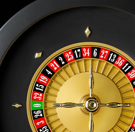 Close-up of a casino roulette seen from above.